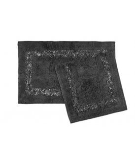Thebes Collection Sparkle Trim 2pc Bathroom Set in Charcoal