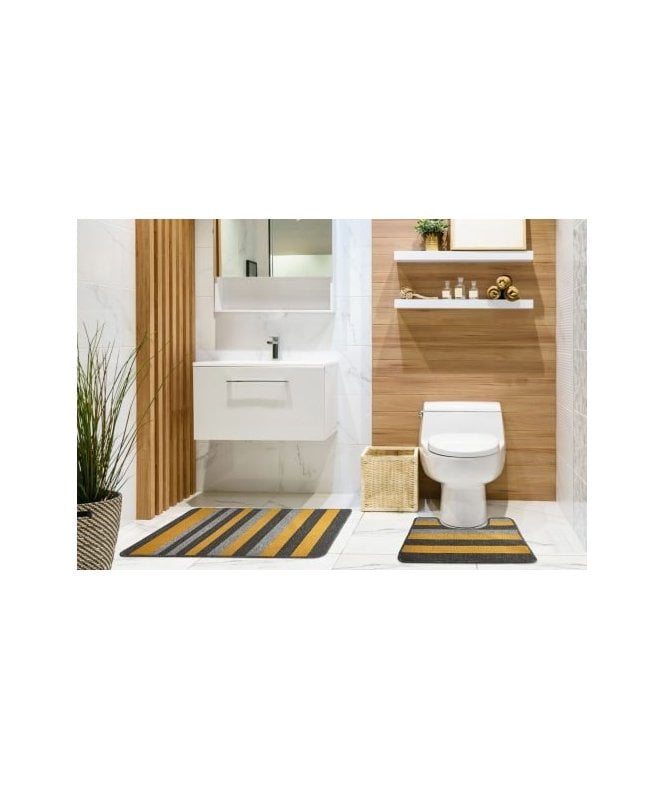 New Edge Blinds Tricolore Collection Contrast Stripe 2 Piece Set in Ochre