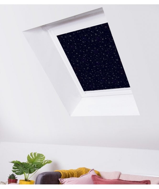 New Edge Blinds Twinkle Star Navy Blackout Skylight Blind for Fakro Roof Windows
