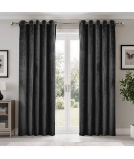 Verbena Jacquard Eyelet Curtains in Black