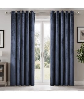 Verbena Jacquard Eyelet Curtains in Navy