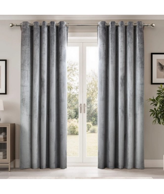 New Edge Blinds Verbena Jacquard Eyelet Curtains in Silver