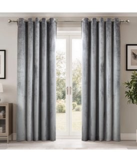 Verbena Jacquard Eyelet Curtains in Silver
