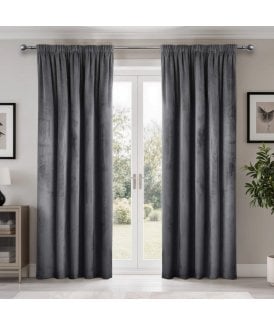 Verbena Jacquard Pencil Pleat Curtains in Charcoal