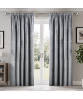 Verbena Jacquard Pencil Pleat Curtains in Silver