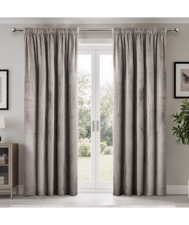 New Edge Blinds Verbena Jacquard Pencil Pleat Curtains in Stone