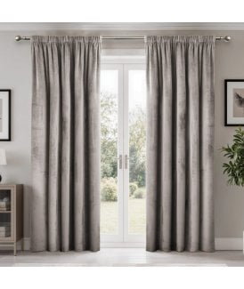 Verbena Jacquard Pencil Pleat Curtains in Stone
