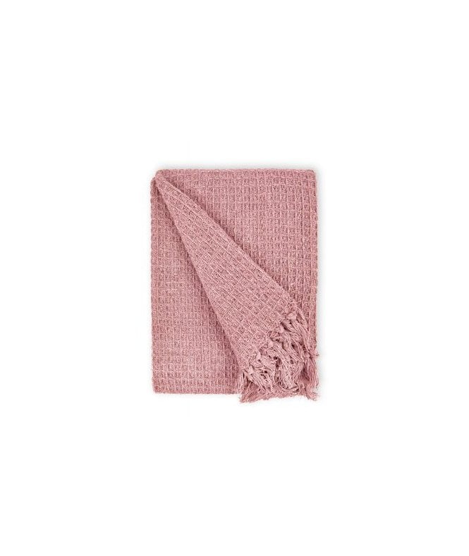 New Edge Blinds Waffle Collection Recycled Cotton Throw in Blush Pink