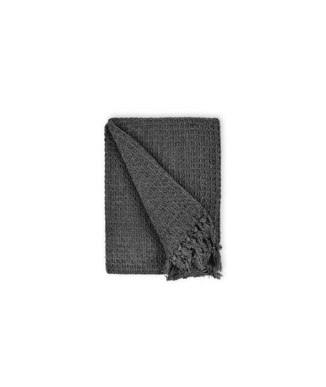 New Edge Blinds Waffle Collection Recycled Cotton Throw in Charcoal