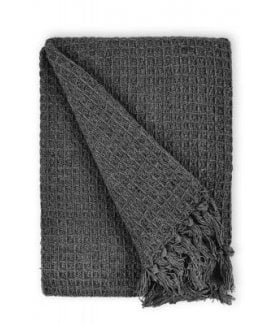 Waffle Collection Recycled Cotton Throw in Charcoal