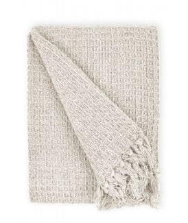 Waffle Collection Recycled Cotton Throw in Ivory