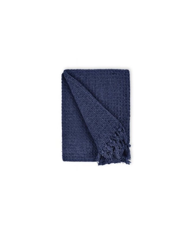 New Edge Blinds Waffle Collection Recycled Cotton Throw in Navy