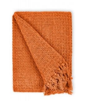 Waffle Collection Recycled Cotton Throw in Orange