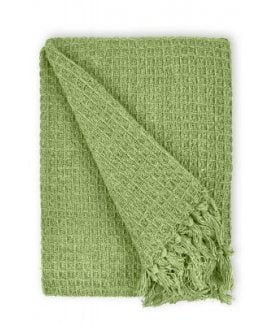 Waffle Collection Recycled Cotton Throw in Pistachio