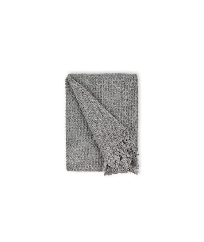 New Edge Blinds Waffle Collection Recycled Cotton Throw in Silver