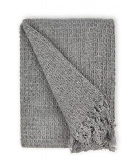Waffle Collection Recycled Cotton Throw in Silver