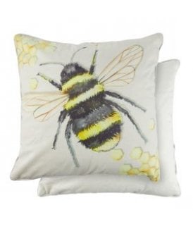 Watercolour Collection Velvet Cushion Cover in Bee Design