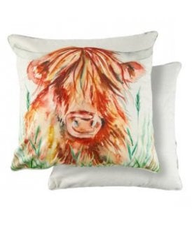 Watercolour Collection Velvet Cushion Cover in Cow Design