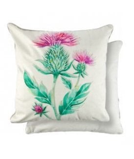 Watercolour Collection Velvet Cushion Cover in Thistle Design