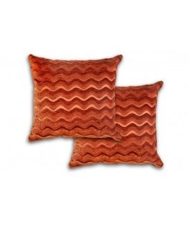 Waves Collection Satin Chenille Cushion Cover in Terracotta