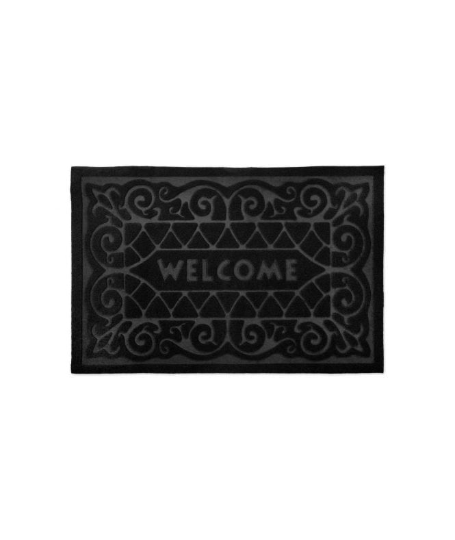 New Edge Blinds Welcome Collection Easy Care Absorbent Door Mat in Black