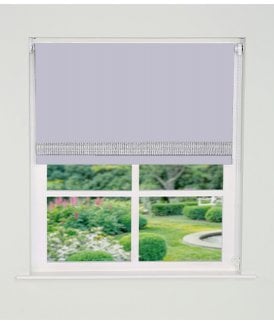 White Straight Diamante Edge Border Dimout Roller Blind (165cm Drop)