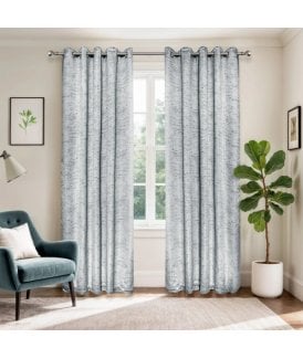 Wisteria Textured Eyelet Curtains in Grey