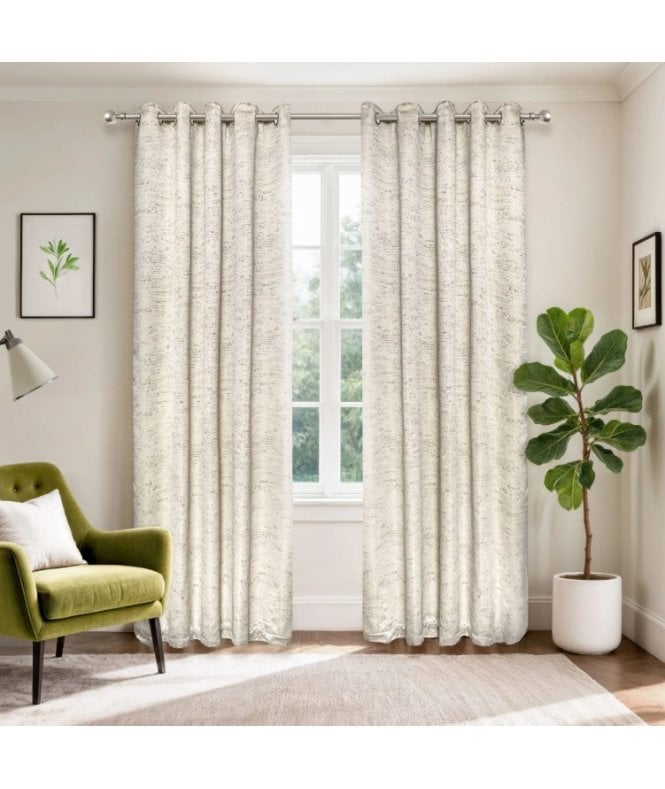 New Edge Blinds Wisteria Textured Eyelet Curtains in Natural