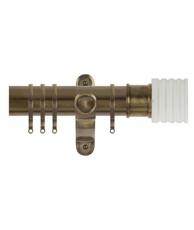 NewEdgeBlinds 50mm Fixed Length Metal Curtain Pole Set with Acrylic Cube Finial - Antique Brass
