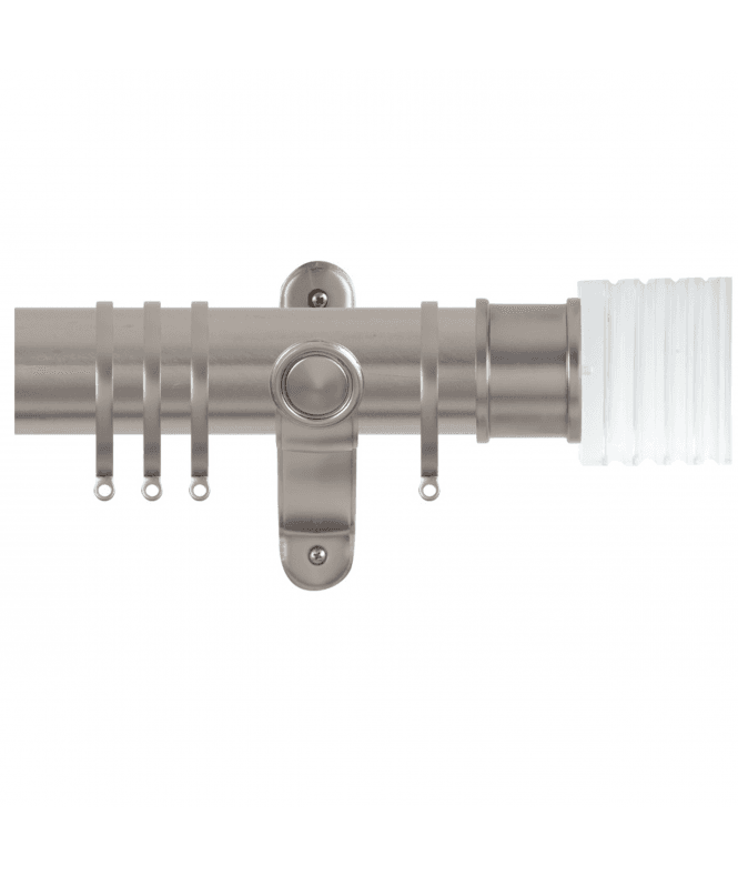 NewEdgeBlinds 50mm Fixed Length Metal Curtain Pole Set with Acrylic Cube Finial - Titanium