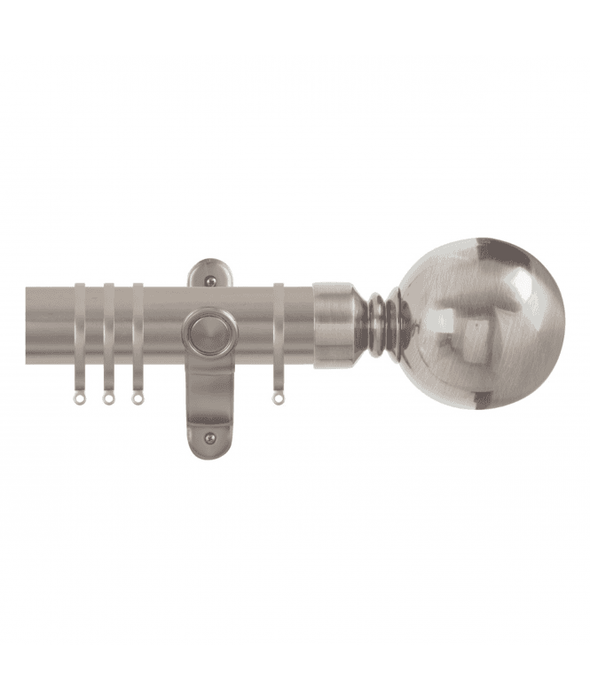 NewEdgeBlinds 50mm Fixed Length Metal Curtain Pole Set with Ball Finial - Titanium