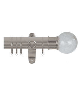 50mm Fixed Length Metal Curtain Pole Set with Crackled Glass Finial - Titanium