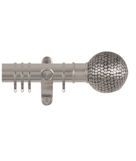 50mm Fixed Length Metal Curtain Pole Set with Flat Dimple Ball Finial - Titanium