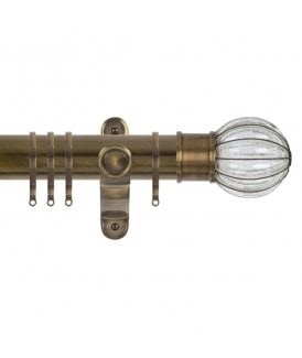50mm Fixed Length Metal Curtain Pole Set with Pumpkin Finial - Antique Brass