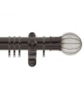 50mm Fixed Length Metal Curtain Pole Set with Pumpkin Finial - Black Nickel
