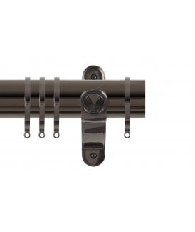 50mm Fixed Length Metal Curtain Pole Set with Stud Finial - Black Nickel