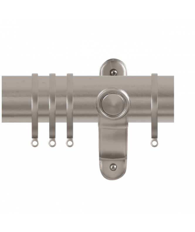 NewEdgeBlinds 50mm Fixed Length Metal Curtain Pole Set with Stud Finial - Titanium