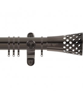50mm Fixed Length Metal Curtain Pole Set with Trumpet Finial - Black Nickel