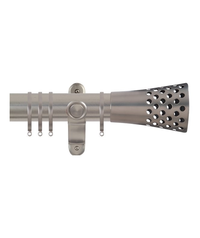 NewEdgeBlinds 50mm Fixed Length Metal Curtain Pole Set with Trumpet Finial - Titanium