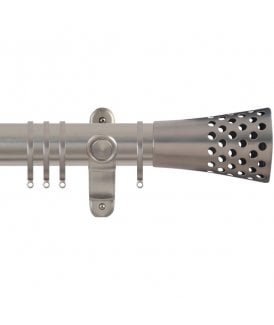 50mm Fixed Length Metal Curtain Pole Set with Trumpet Finial - Titanium