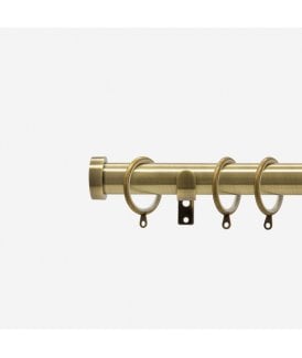 Antique Brass 28mm Stud Fixed Length Metal Curtain Pole