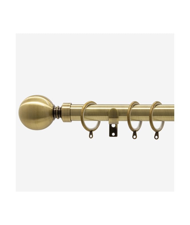 NewEdgeBlinds Antqiue Brass 28mm Ball Fixed Length Metal Curtain Pole