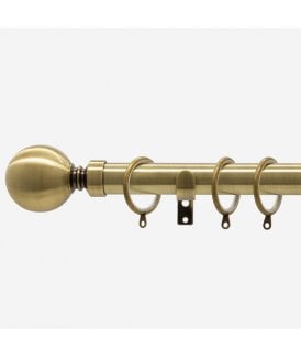 Antqiue Brass 28mm Ball Fixed Length Metal Curtain Pole