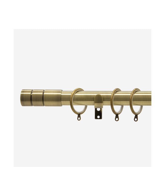 NewEdgeBlinds Antqiue Brass 28mm Barrel Fixed Length Metal Curtain Pole