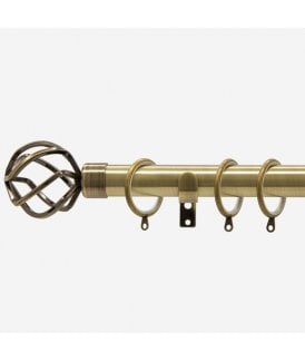 Antqiue Brass 28mm Cage Fixed Length Metal Curtain Pole