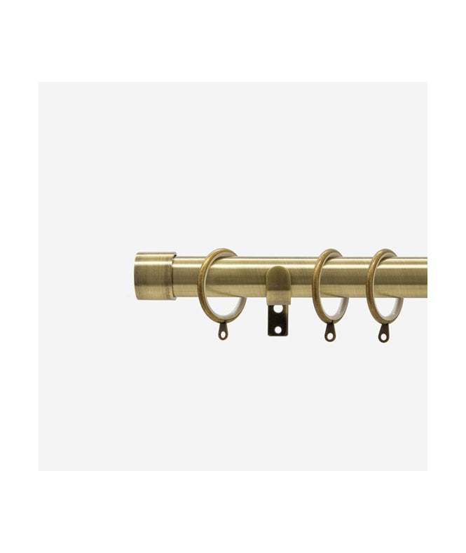 NewEdgeBlinds Antqiue Brass 28mm End Cap Fixed Length Metal Curtain Pole