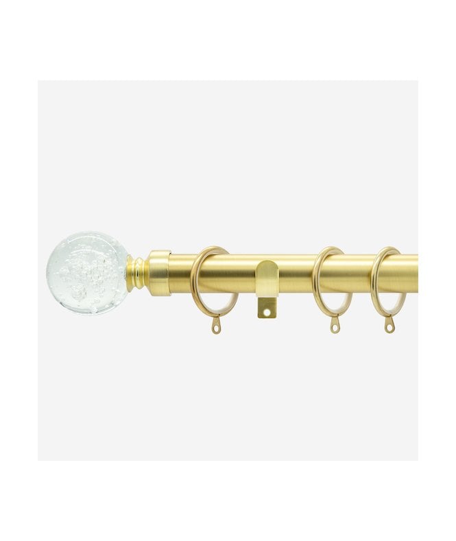 NewEdgeBlinds Antqiue Brass 28mm Glass Bubbles Fixed Length Metal Curtain Pole