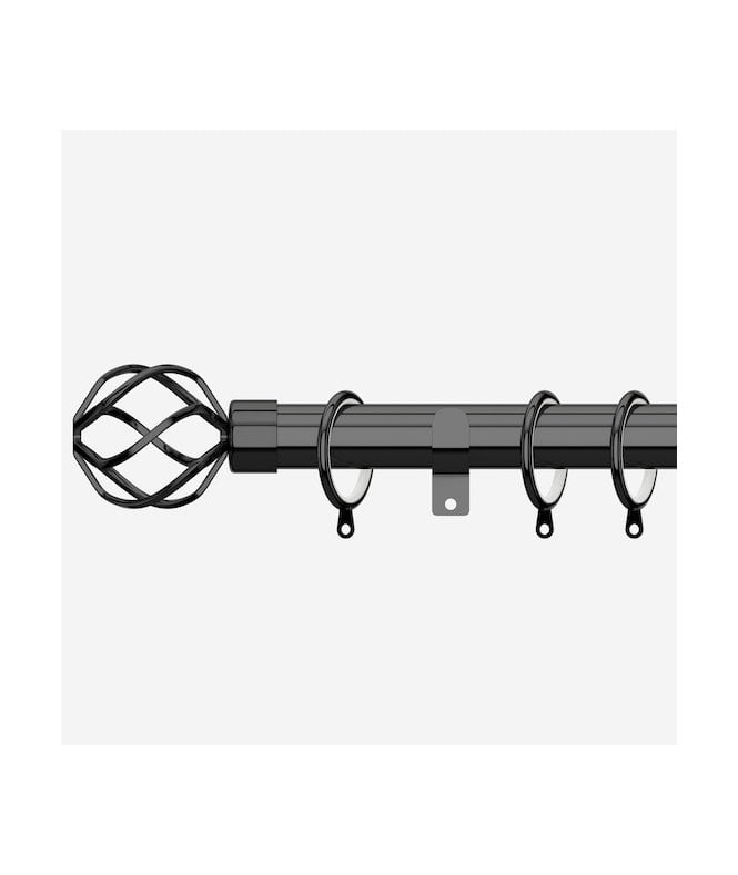 NewEdgeBlinds Black Nickel 28mm Cage Fixed Length Metal Curtain Pole