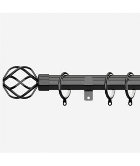 Black Nickel 28mm Cage Fixed Length Metal Curtain Pole