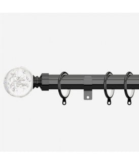 Black Nickel 28mm Glass Bubbles Fixed Length Metal Curtain Pole